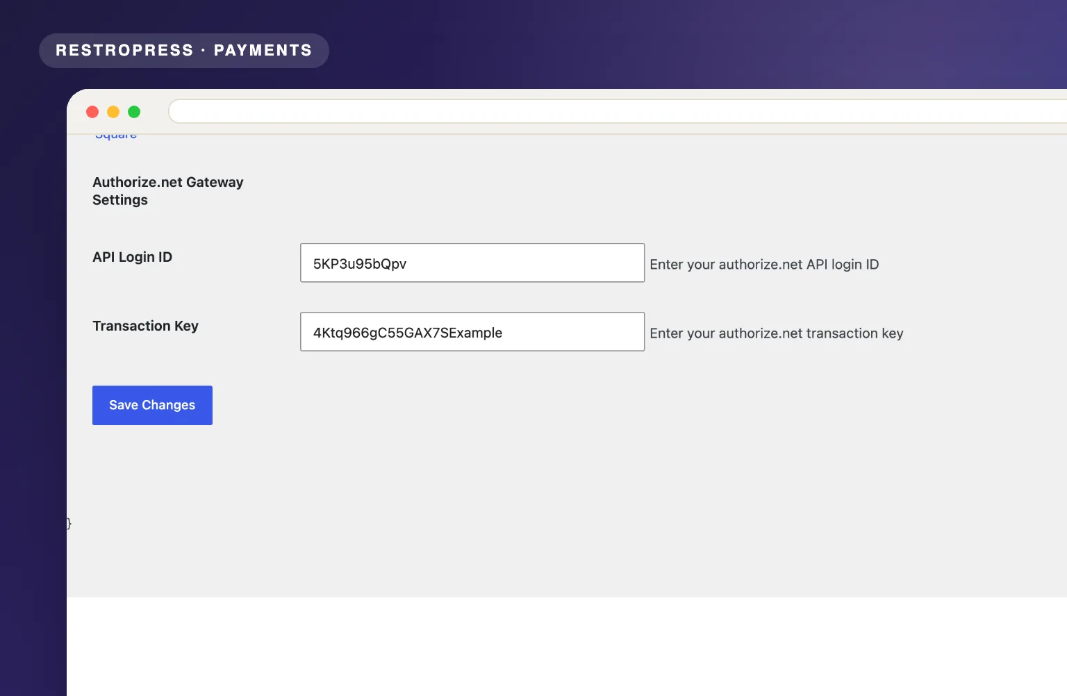 RestroPress Authorize.net product visual
