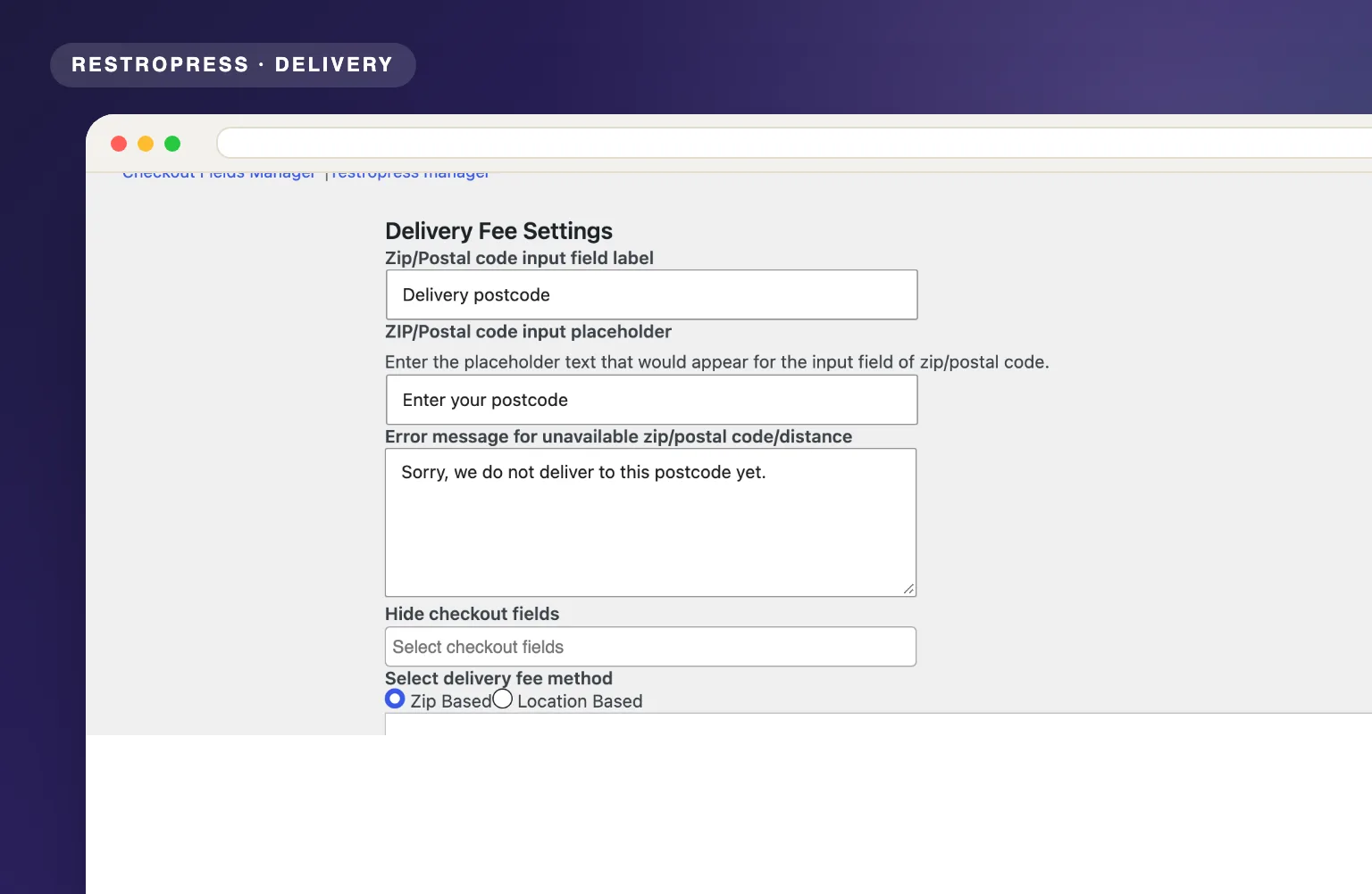 RestroPress Delivery Zone and Fees product visual
