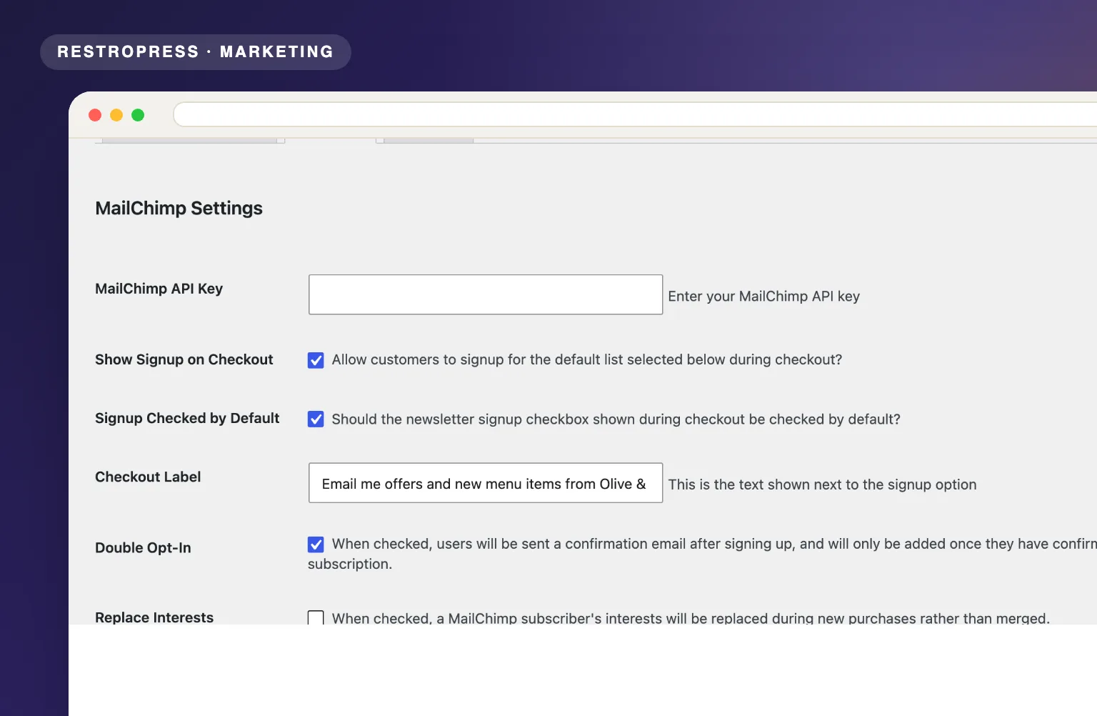 RestroPress Mailchimp Integration product visual