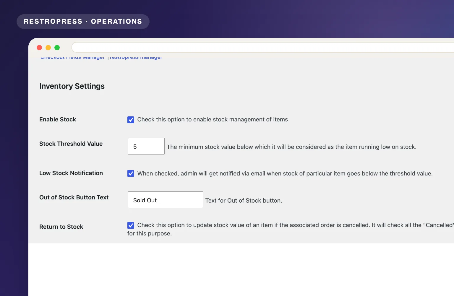 RestroPress Inventory Management product visual