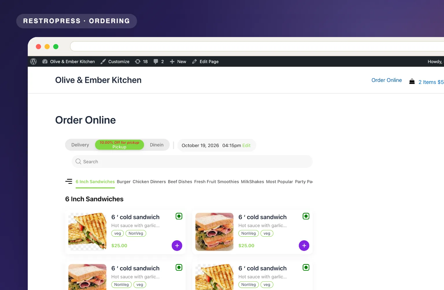 RestroPress Menu Cart product visual