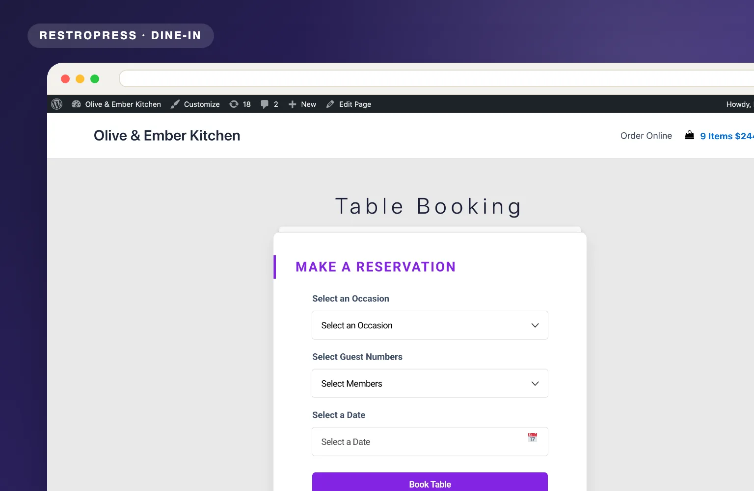 RestroPress Table Booking product visual